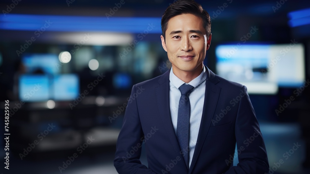 Male TV reporter