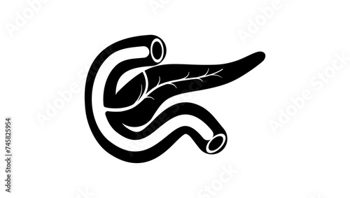 Pancreas emblem, black isolated silhouette