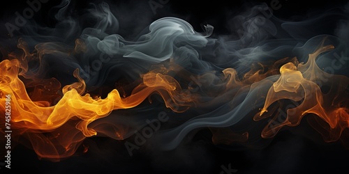 Black graphite background with smoke 3d