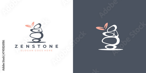 Creative Zenstone Logo. Stone Rock Balancing with Minimalist Style. Spa and Wellness Logo Icon Symbol Vector Design Template.