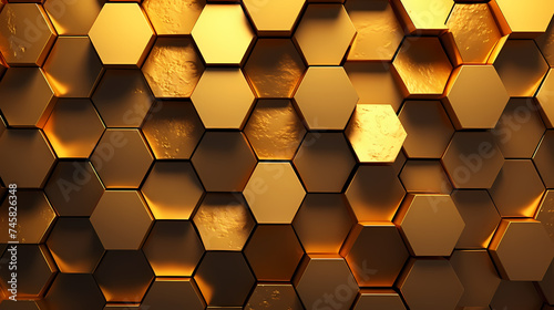 A bunch of hexagons stacked on top of each other in a hexagonal pattern © ma