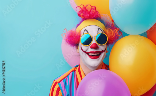 Funny Clown. April Fools' Festivity: Funny Clown with Festive Balloons
