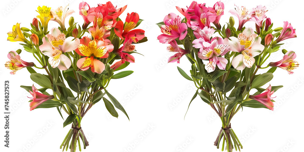 summer season flowers bouquet made with Alstroemeria , isolated on transparent background summer season flowers bouquet made with Alstroemeria , isolated on transparent background
