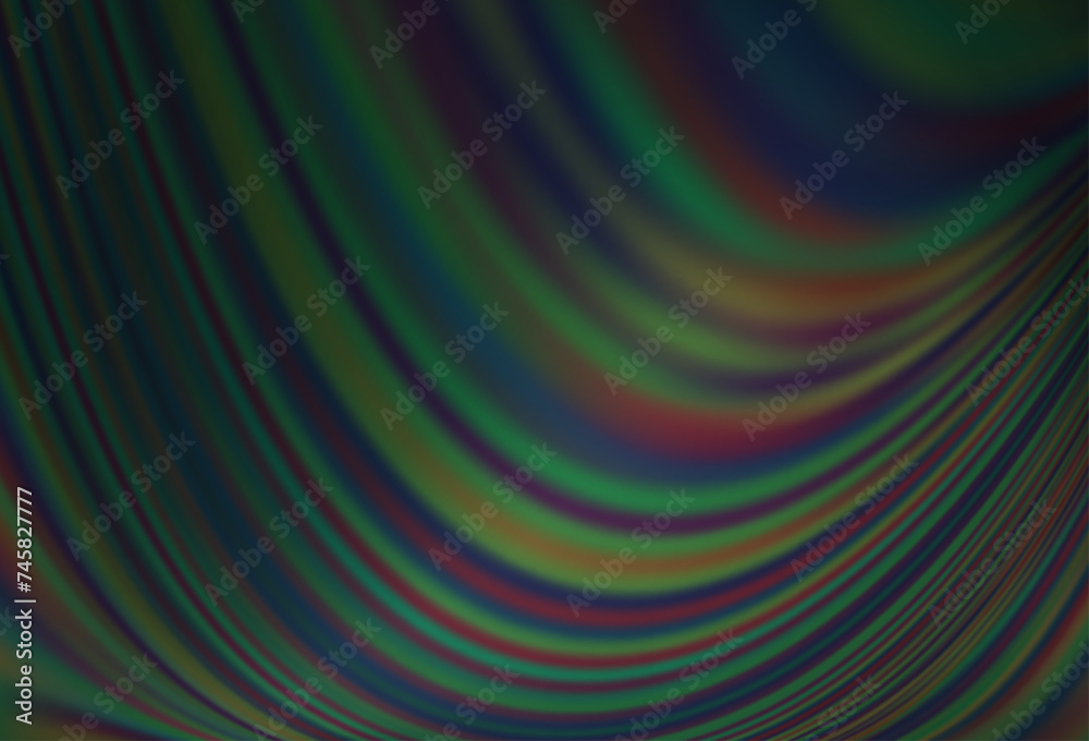Fototapeta premium Dark Green vector pattern with curved circles.