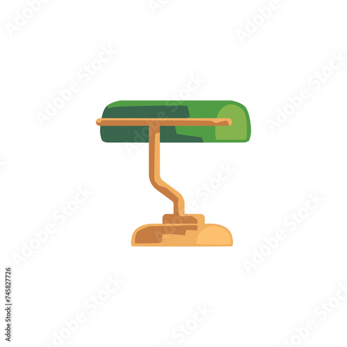 Flat vector illustration of retro library lamp on isolated background.