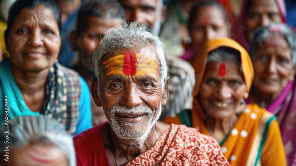 Naklejka premium Ethnic variety group of indian people in India