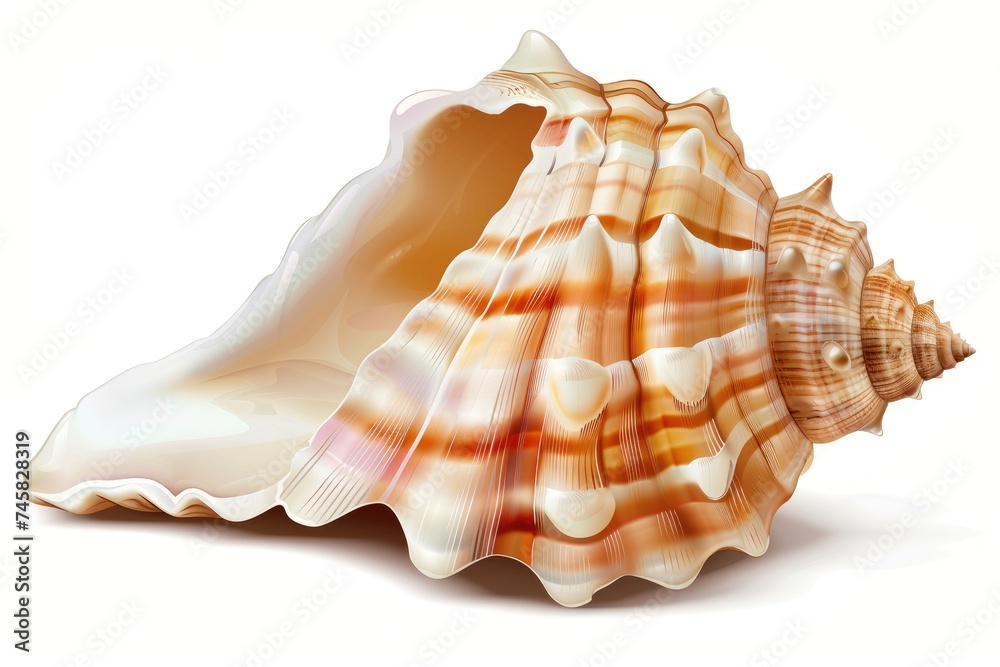Realistic conch seashell on white background Realistic conch seashell on white background