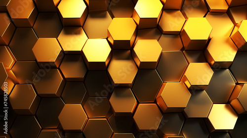 A bunch of hexagons stacked on top of each other in a hexagonal pattern © ma