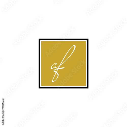 letter AF handwritting logo, handwritten font for business. Hand drawn Calligraphy lettering Vector illustration. gold colour