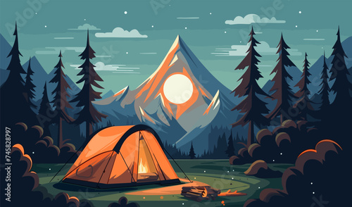 camping vector flat minimalistic isolated illustration