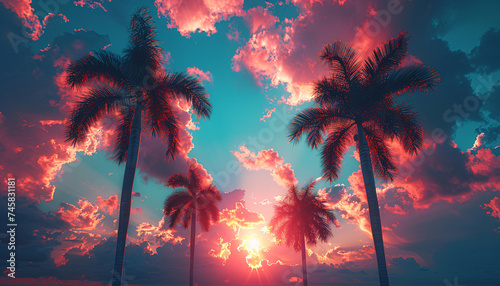 palm trees in sunset © Amos