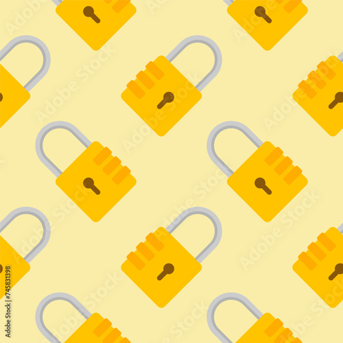 Yellow padlocks. Seamless pattern with colorful locks on a color background. Lock sign seamless pattern background. Business concept vector illustration. Padlock locker symbol pattern.