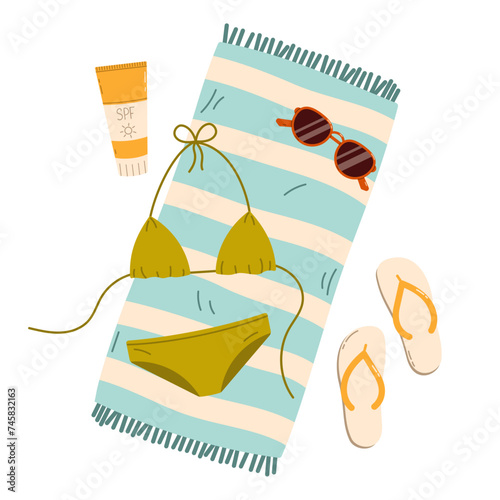 Summer accessories vector illustration isolated on white