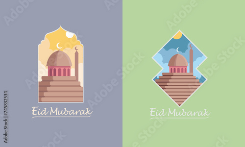 Happy Eid Mubarak vector set, good for  greeting card, posters, and banners