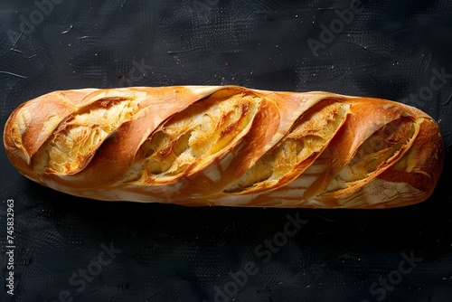 Top View of a Baguette in Mexican Cuisine on a Black Background. Concept Food Photography, Mexican Cuisine, Baguette, Top View, Black Background
