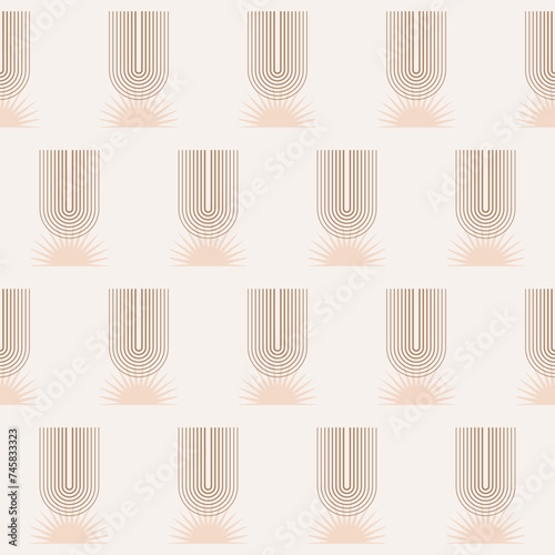 Seamless Pattern Background. Minimalist Boho Style Textile Fabric Pattern Background Design. Abstract Graphic Design Element Digital Wrapping, Wallpaper Paper Print. 