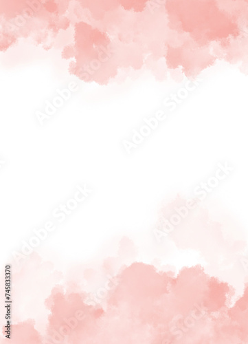 Abstract pink watercolor on white background for wedding elements. or card templates for greetings or invitations on valentines Day. It is a hand drawn on a white background