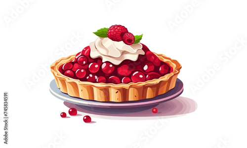 Cherry pie vector flat minimalistic isolated illustration