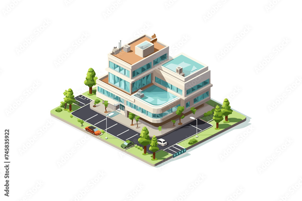 clinic building isometric vector flat isolated illustration clinic building isometric vector flat isolated illustration