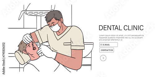 Child at dentist office with periodontal disease or dental decay feel pain in teeth or jaw. Vector illustration of character going to see dentist to put filling or tooth extraction. Boy with toothache