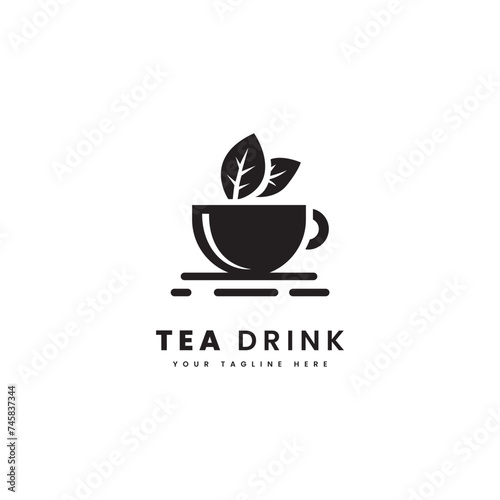 Tea drink logo in minimalist style. Teapot silhouette vector. Suitable for tea drink logos or healthy drink logos.