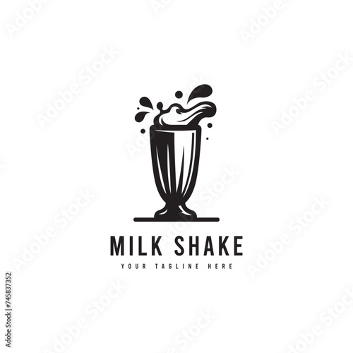 Milk shake logo in minimalist style. Milkshake silhouette vector. Suitable for milk or beverage product logos.
