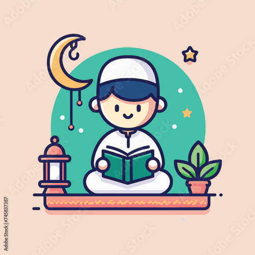 child with a reading quran