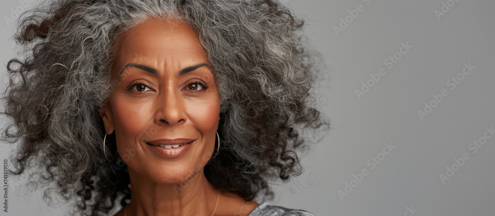 Confident Old Woman with Graceful Gray Curls
