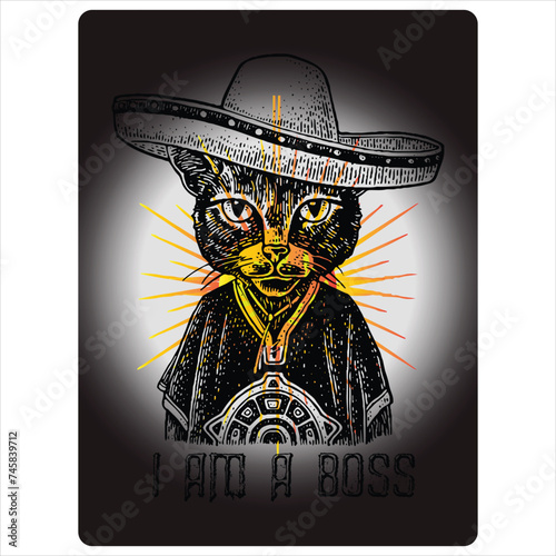 Print cat photo illustration.