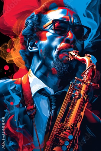Vibrant Jazz: A Colorful Poster of Musical Energy