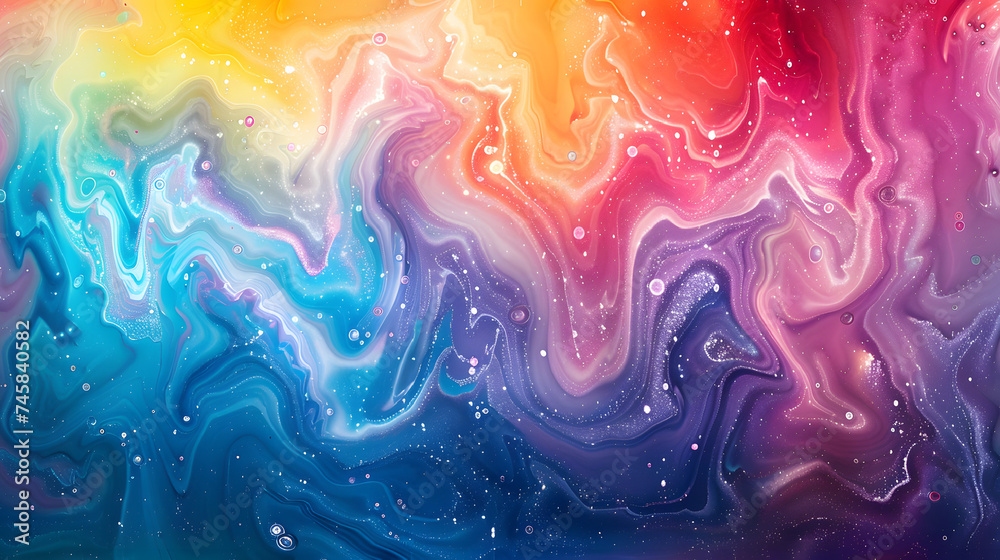 Rainbow Marble Swirl Background: Vibrant Rainbow Colors in Swirling Marble Pattern