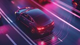 Concept of automotive sensing systems in autonomous cars, featuring driver assistant systems like adaptive cruise control