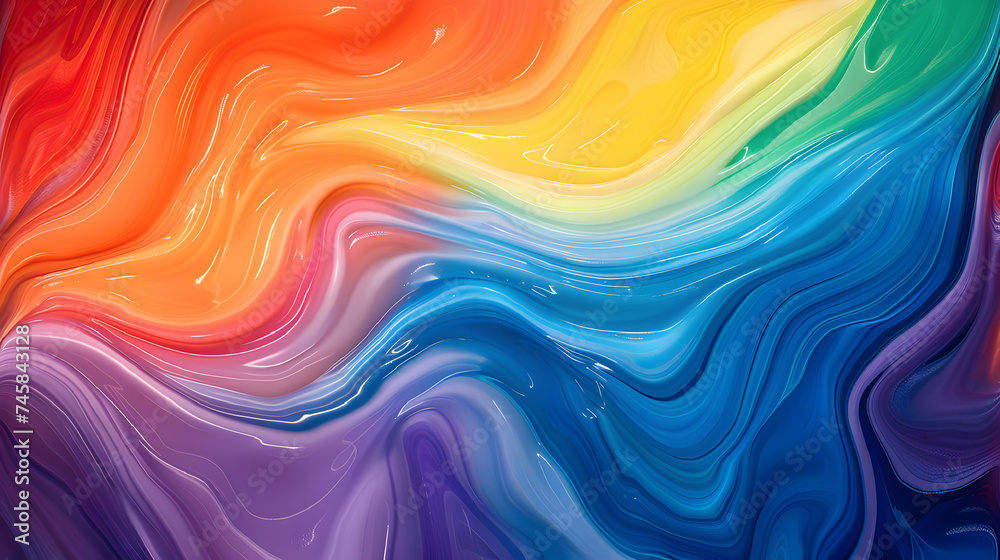 Rainbow Marble Swirl Background: Vibrant Rainbow Colors in Swirling Marble Pattern