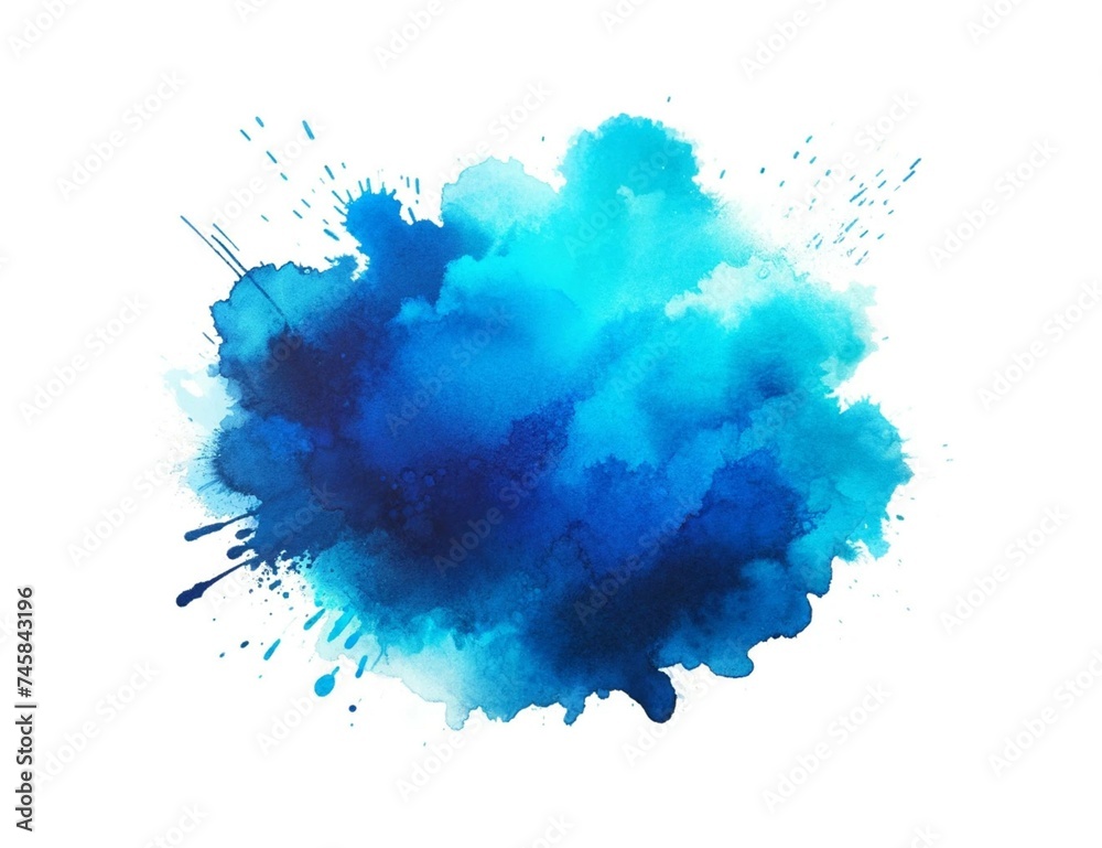 Abstract blue watercolor splash on white background. Texture paper. Vector illustration.