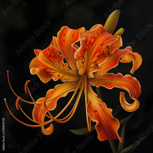 Realistic African Flame Lily  Portrait  Painting