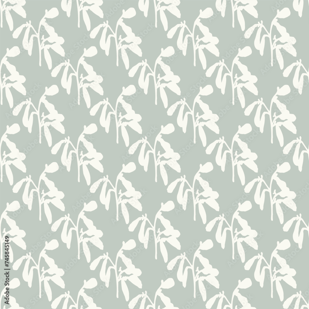Modern botanical minimal wildflower vector pattern. Summer gender neutral pressed flower silhouette background. Simple nature floral paper cut out wallpaper for wedding, hedgerow decor repeat tile.