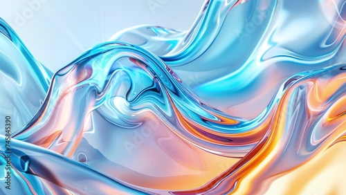 Abstract flowing Fluid waves. Gradient Seamless Looped Animation Background. liquid texture, glass material. water surface animated stock footage. live Wallpaper, beautiful backdrop