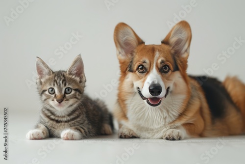 corgi and kitten. space for text