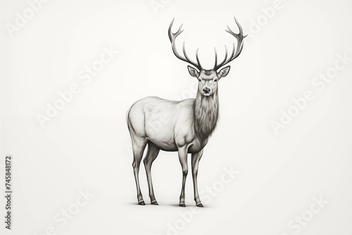 A beautifully drawn deer on a white background.