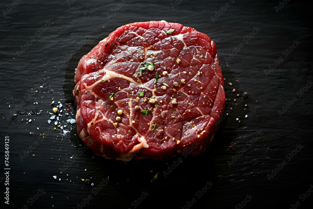 Chateaubriand on a black background top view Mexican Cuisine. Concept Food Photography, Top View Composition, Mexican Cuisine, Chateaubriand Presentation