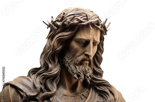 Wooden figure of Jesus Christ. Transparent background