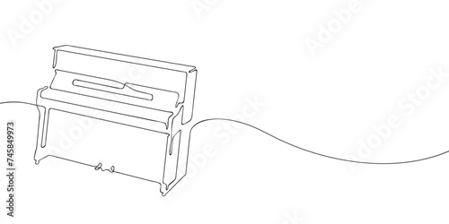 A single line drawing of a piano. Continuous line piano icon. One line icon. Vector illustration