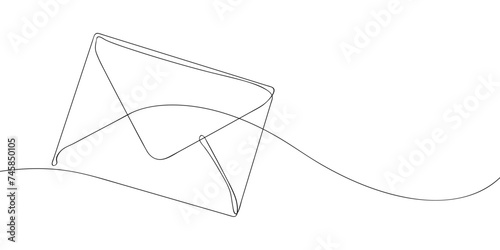 A single line drawing of a envelope. Continuous line envelope icon. One line icon. Vector illustration