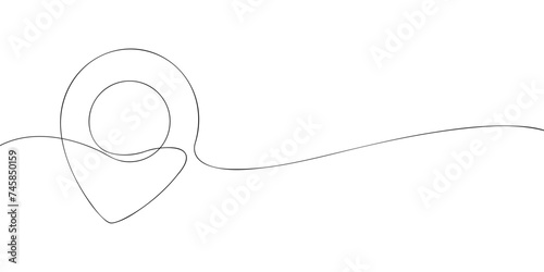 A single line drawing of a geolocation. Continuous line geo icon. One line icon. Vector illustration