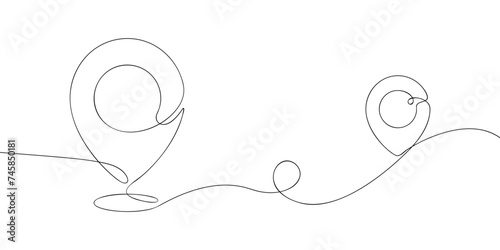 A single line drawing of a geolocations. Continuous line geo icon. One line icon. Vector illustration