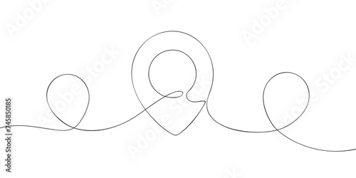 A single line drawing of a geolocation. Continuous line geo icon set. One line icon. Vector illustration