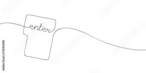 A single line drawing of an enter key. Continuous line enter button icon. One line icon. Vector illustration