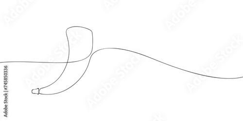 A single line drawing of a blowing horn. Continuous line blowing horn icon. One line icon. Vector illustration