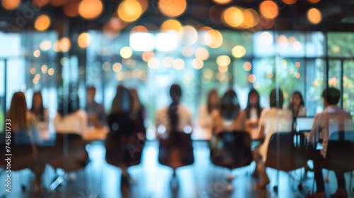 Blurred background of business people meeting in the conference room