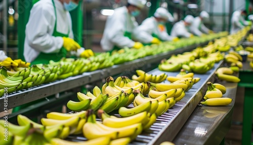 People in the factory selecting good bananas generated AI